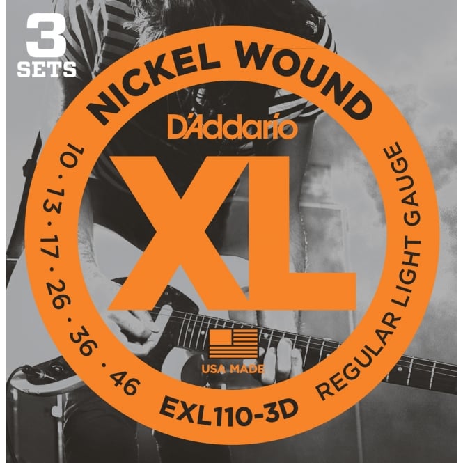 D'ADDARIO Nickel Wound 10-46 Electric Guitar Strings, 3-Pack EXL110-3D