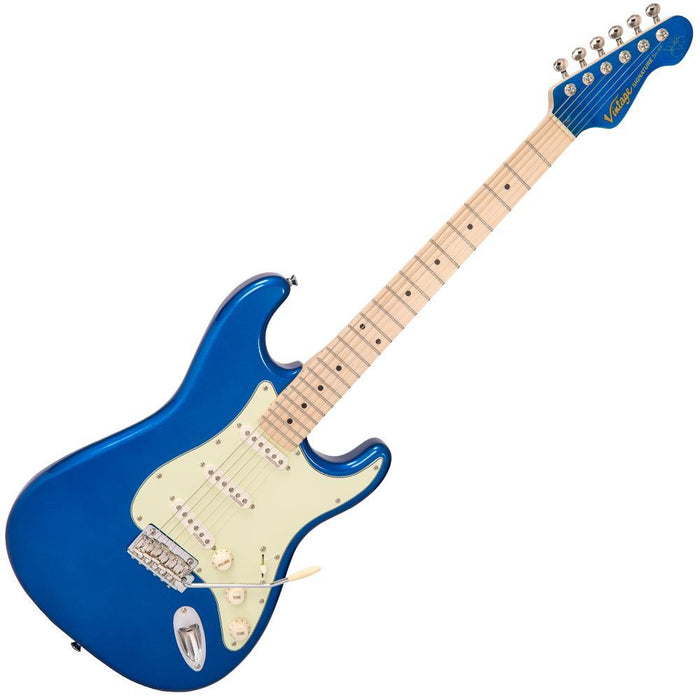 Vintage Signature Electric Guitar V6 John Verity Candy Apple Blue