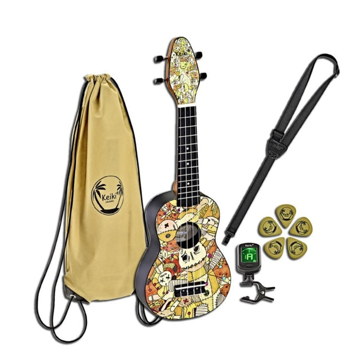 Ortega Keiki Soprano Ukulele Pack Voodoo Puppet