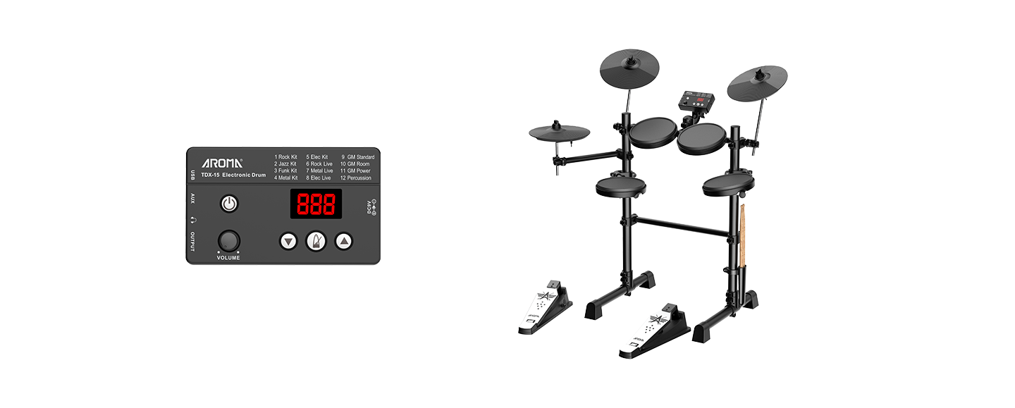 Aroma TDX-15 Digital Drum Kit 5 Drum Pads 3 Cymbals