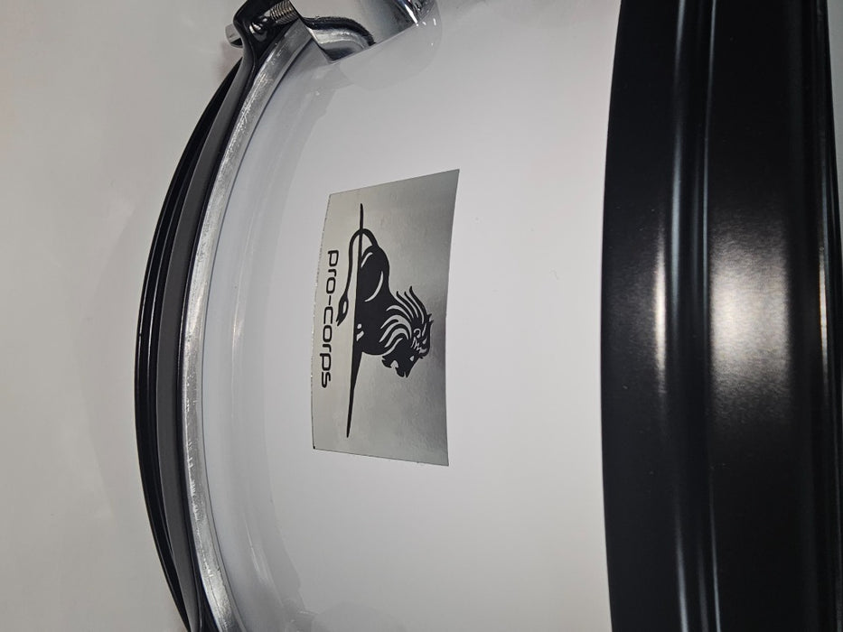 Pro-Corps 13'' Marching Snare Drum with Aluminum Harness & Sticks In White