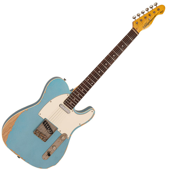 Vintage V66 Paul Rose Signature Electric Guitar Distressed Gun Hill Blue