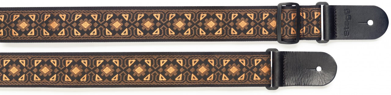 Stagg Woven Guitar Strap Orange Flower