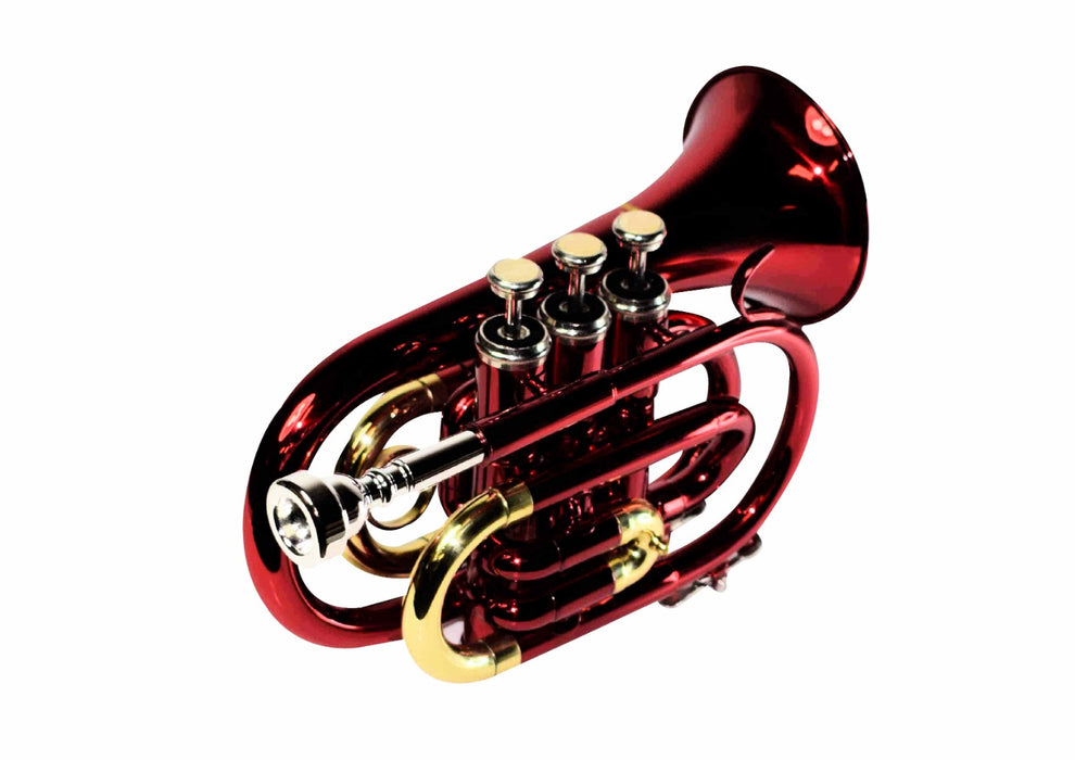 Ferris Bb Pocket Trumpet with Mouthpiece and Case Red
