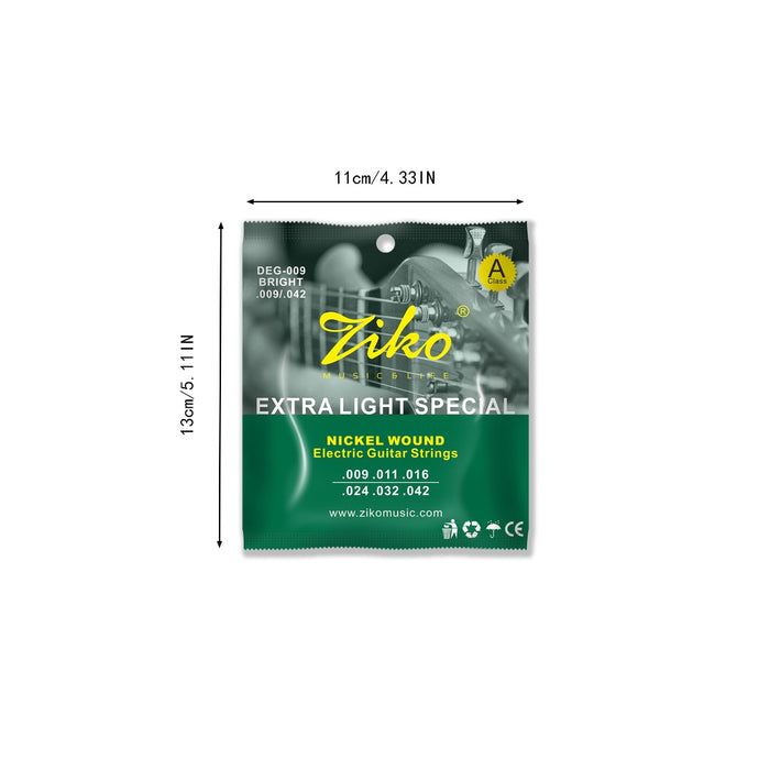 Ziko Extra Light Electric Guitar Strings 09-42 3 Pack Free Picks