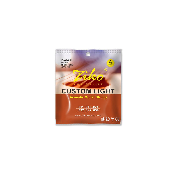 Ziko Acoustic Guitar Strings 11-50 3 Pack  Free Picks