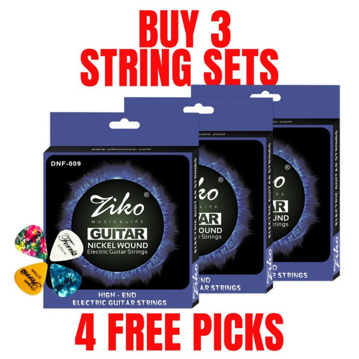 Ziko Advanced Electric Guitar Strings 09-42 3 Pack  Free Picks