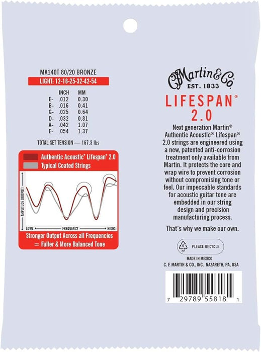 Martin Authentic Acoustic Lifespan Guitar Strings MA140T