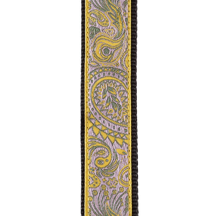 D'Addario Woven Jacquard Ukulele Strap Paisley,Yellow,Purple 15UKE04