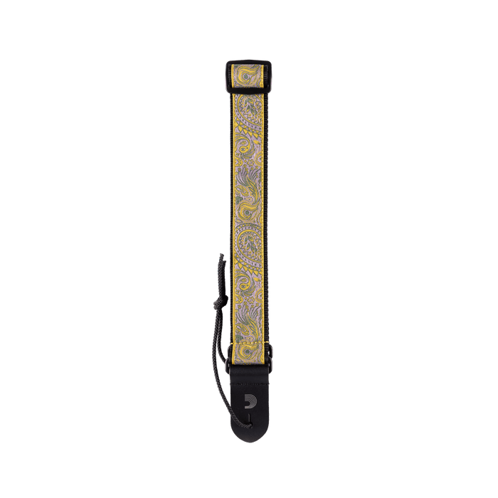 D'Addario Woven Jacquard Ukulele Strap Paisley,Yellow,Purple 15UKE04