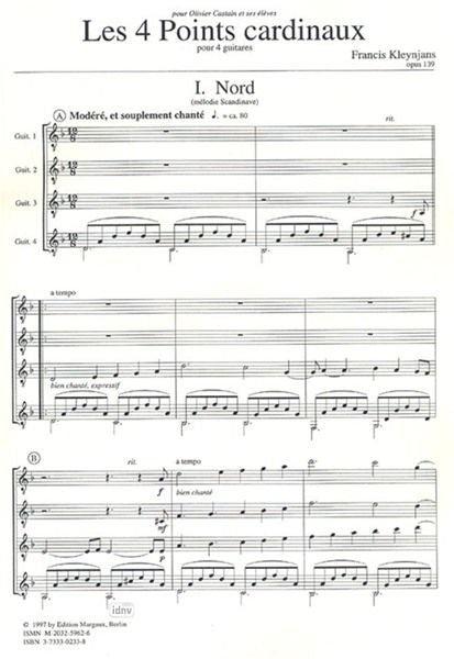 Francis Kleynjans Les 4 points cardinaux op.139 f�r 4 Gitarren