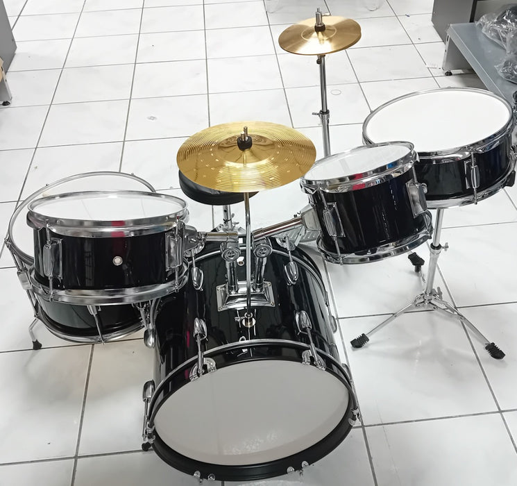 Ferris Junior Drum Kit with Cymbals, Throne & Sticks Black