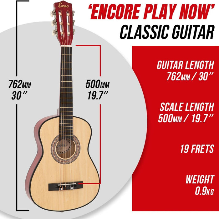 Encore Junior Size 30'' Classic Guitar Natural