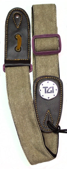 TGI Guitar Strap Woven Beige Denim Purple Buckle TGS13071