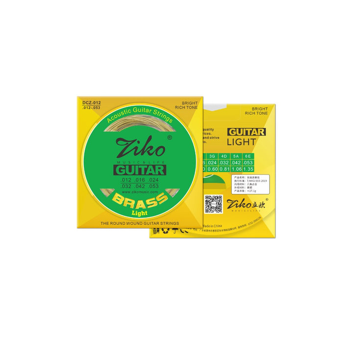Ziko Brass Acoustic Guitar Strings 12-53 3 Pack Free Picks