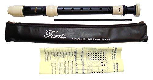 Ferris FR400S Soprano/Descant School Recorder With Cleaning Rod, Case & Chart Box of 100