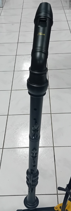 Ferris Matt Black Bass Recorder With Case & Chart