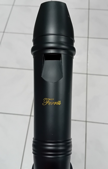 Ferris Matt Black Bass Recorder With Case & Chart