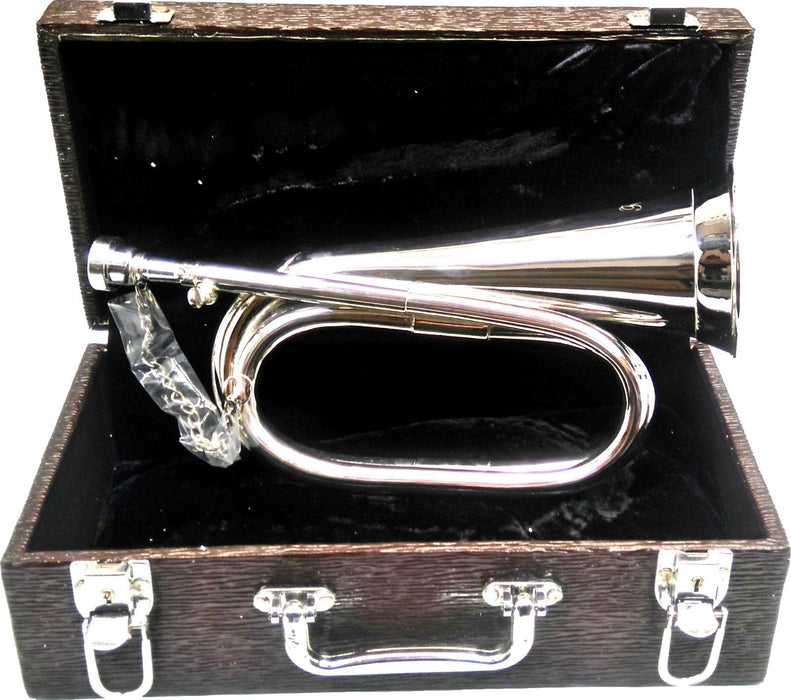 Ferris Professional Bb Silver Plated Brass Tunable Bugle With Mouthpiece & Case