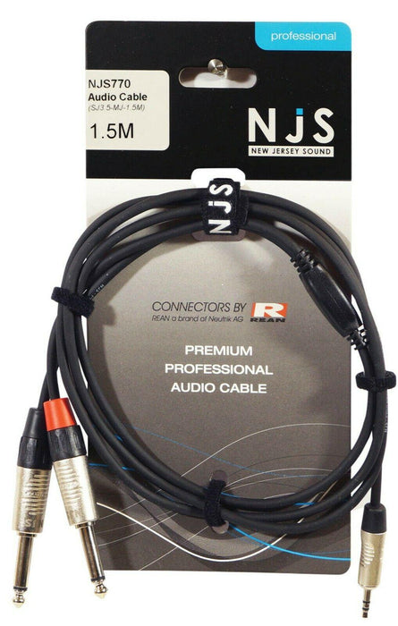 Hi Quality NJS 3.5m Stereo Plug to 2 x 6.35m Mono Plugs Signal Cable 3 Variants