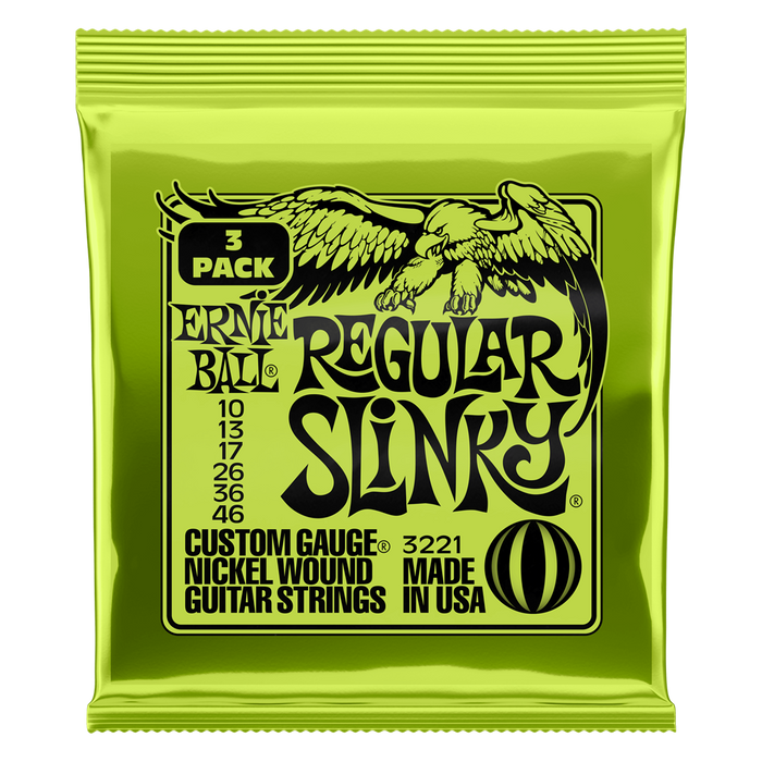 Ernie Ball Regular Slinky Guitar Strings 3 Pack 10 -46