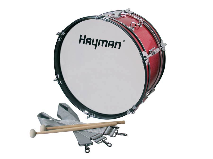 Hayman 18'' Junior Marching Bass Drum with Straps Red