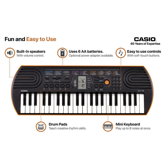 Casio Mini Keyboard 44 Keys SA-76 Orange