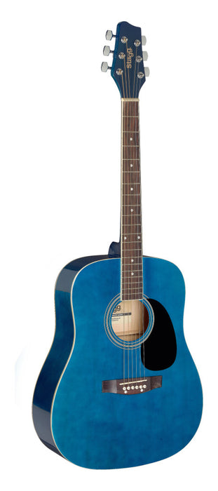 Stagg Acoustic Dreadnought Guitar with Basswood Top Blue 3/4
