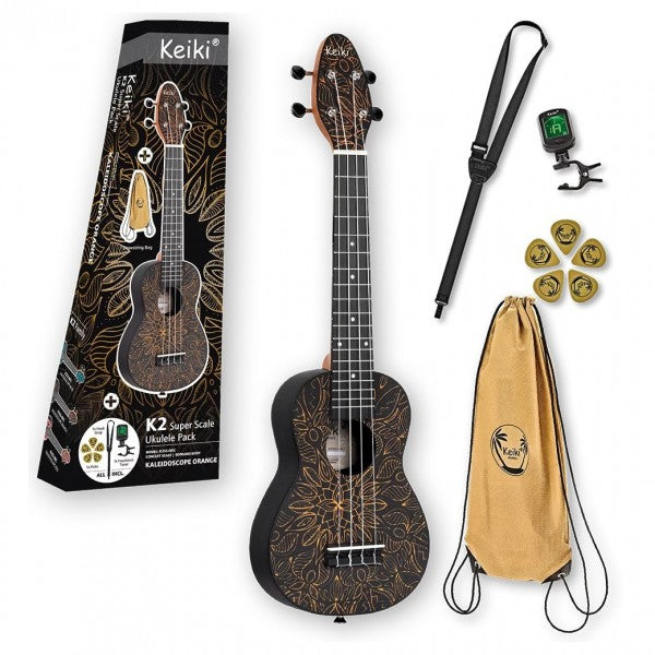 Ortega Keiki Soprano Ukulele Pack Orange Kaleidoscope