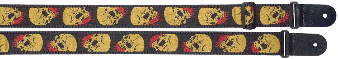 Stagg Woven Guitar Strap Skull Blood Yellow