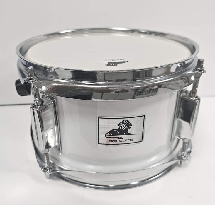 Pro-Corps 8'' Junior Marching Snare Drum With Coloured Strap & Sticks In White