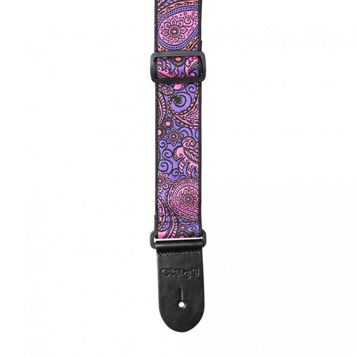 Stagg Woven Nylon Guitar Strap Pink Paisley