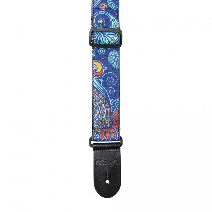 Stagg Woven Nylon Guitar Strap Dark Blue/Blue Paisley