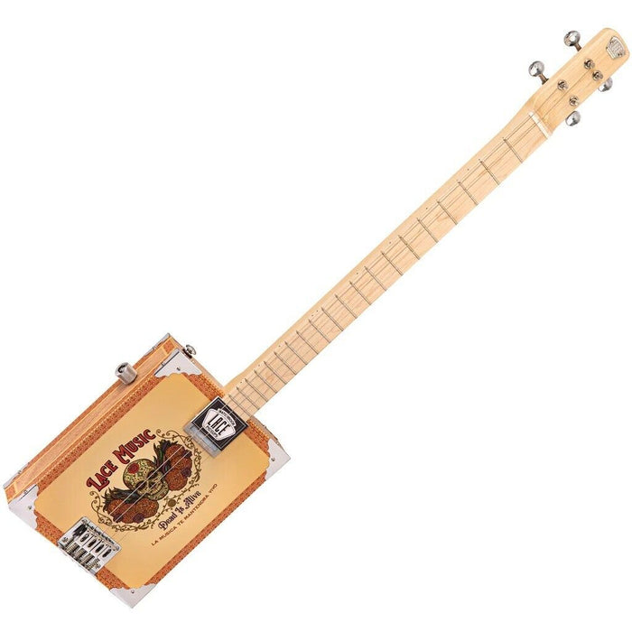 Lace Cigar Box Electric Guitar 4 String ~ Dead Is Alive
