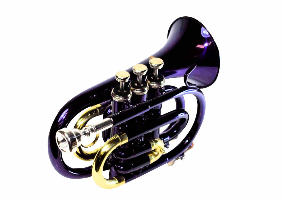 Ferris Bb Pocket Trumpet with Mouthpiece and Case Purple