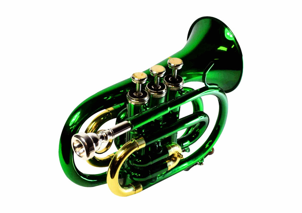 Ferris Bb Pocket Trumpet with Mouthpiece and Case Green