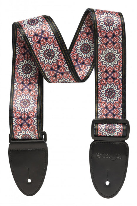 Stagg Terylene Guitar Strap Mandala Pink