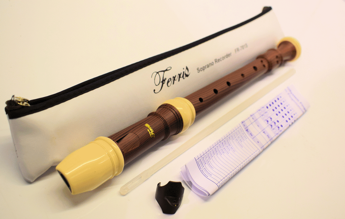 Ferris FR701S Soprano/Descant Recorder Cleaning Rod Case Thumb Rest & Chart