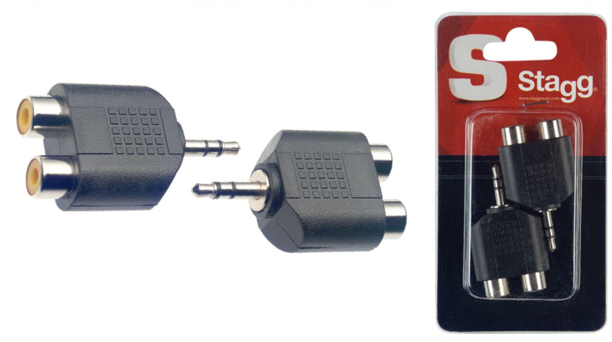 Stagg Dual Female RCA / Male Stereo Mini Phone-Plug Adaptor
