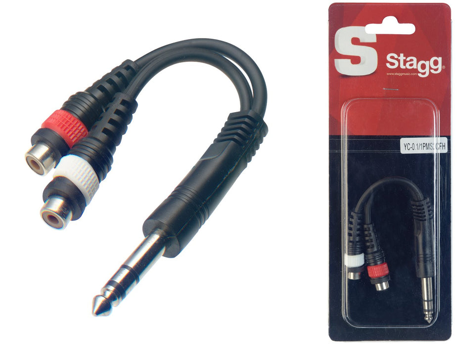 Stagg Male Stereo Phone Plug/2x Female RCA Plug Adaptor Cable