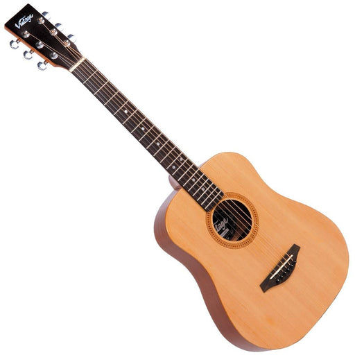 Vintage VTG100 Acoustic Travel Guitar ~ Natural ~ Left Hand