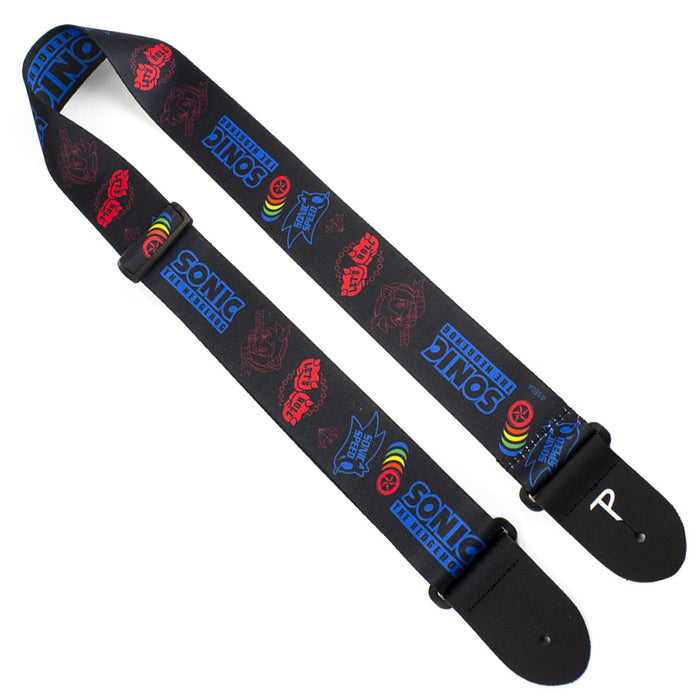 Perri's Official Sonic The Hedgehog Polyester 2" Guitar Strap ~ Black/Blue/Red
